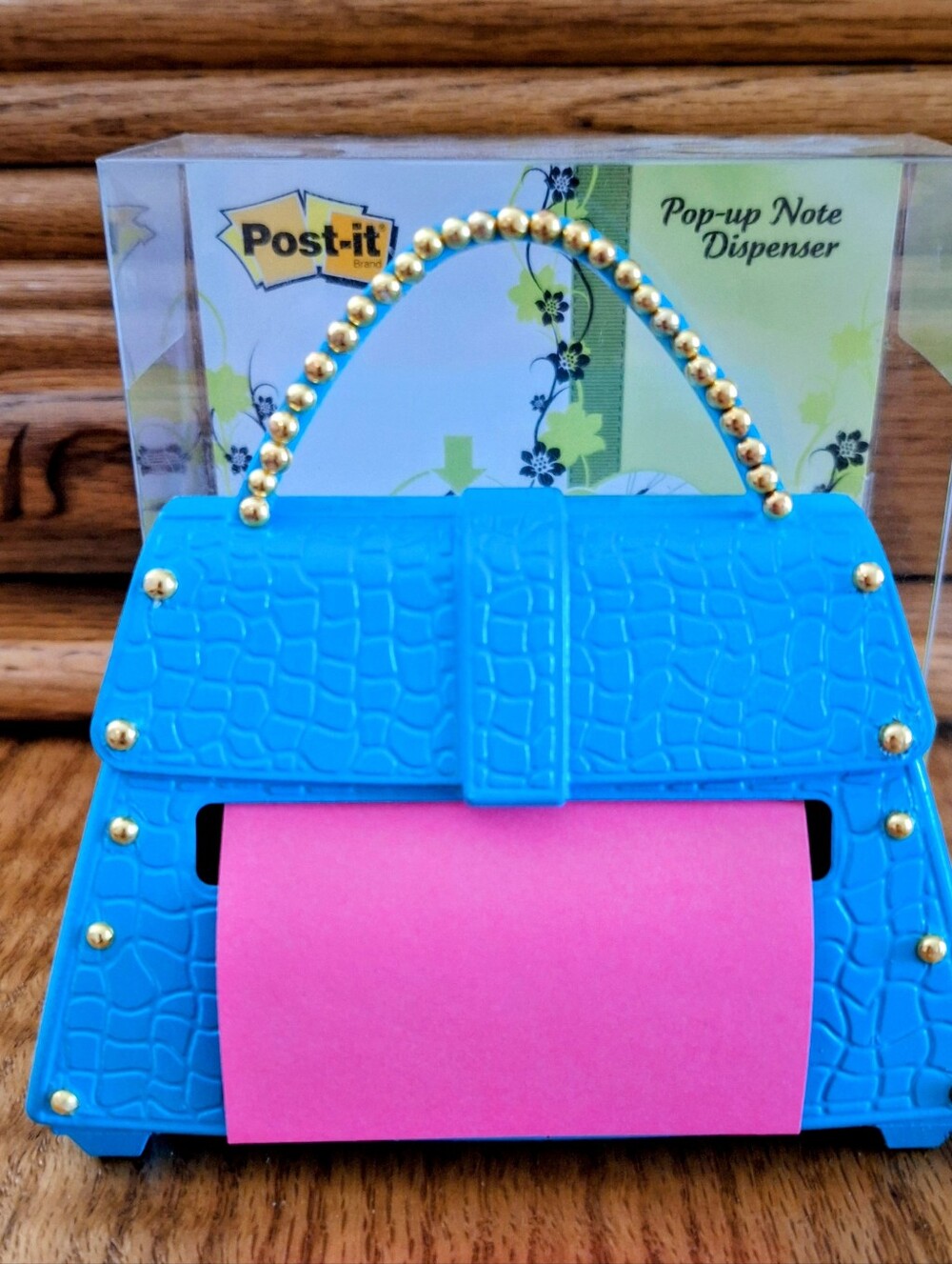Post it Pop Up Note Dispenser Turquoise Handbag Purse Weighted 3M *NEW*